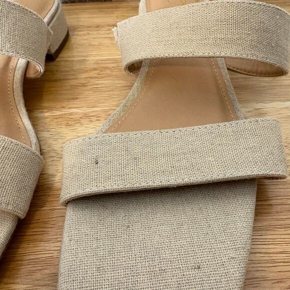 Joie Nolita Beige Linen‎ Square Toe Sandals Size 9.5 - Picture 4 of 9